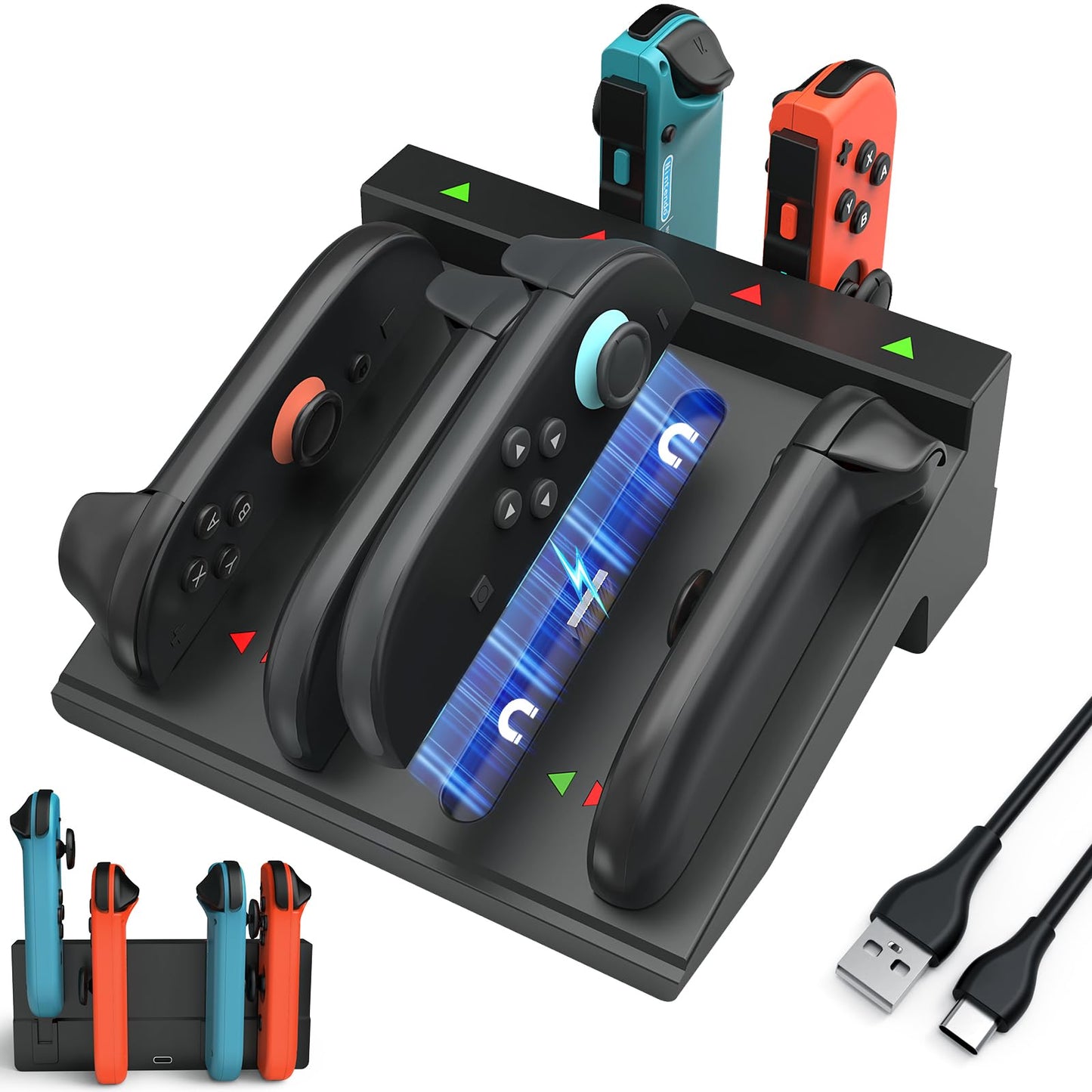 Switch Controller Charger For Nintendo Switch 2 & 1 & Oled, 8 In 1 Fast Joycon Charging Dock, Joycon Charger Station With Ultra-