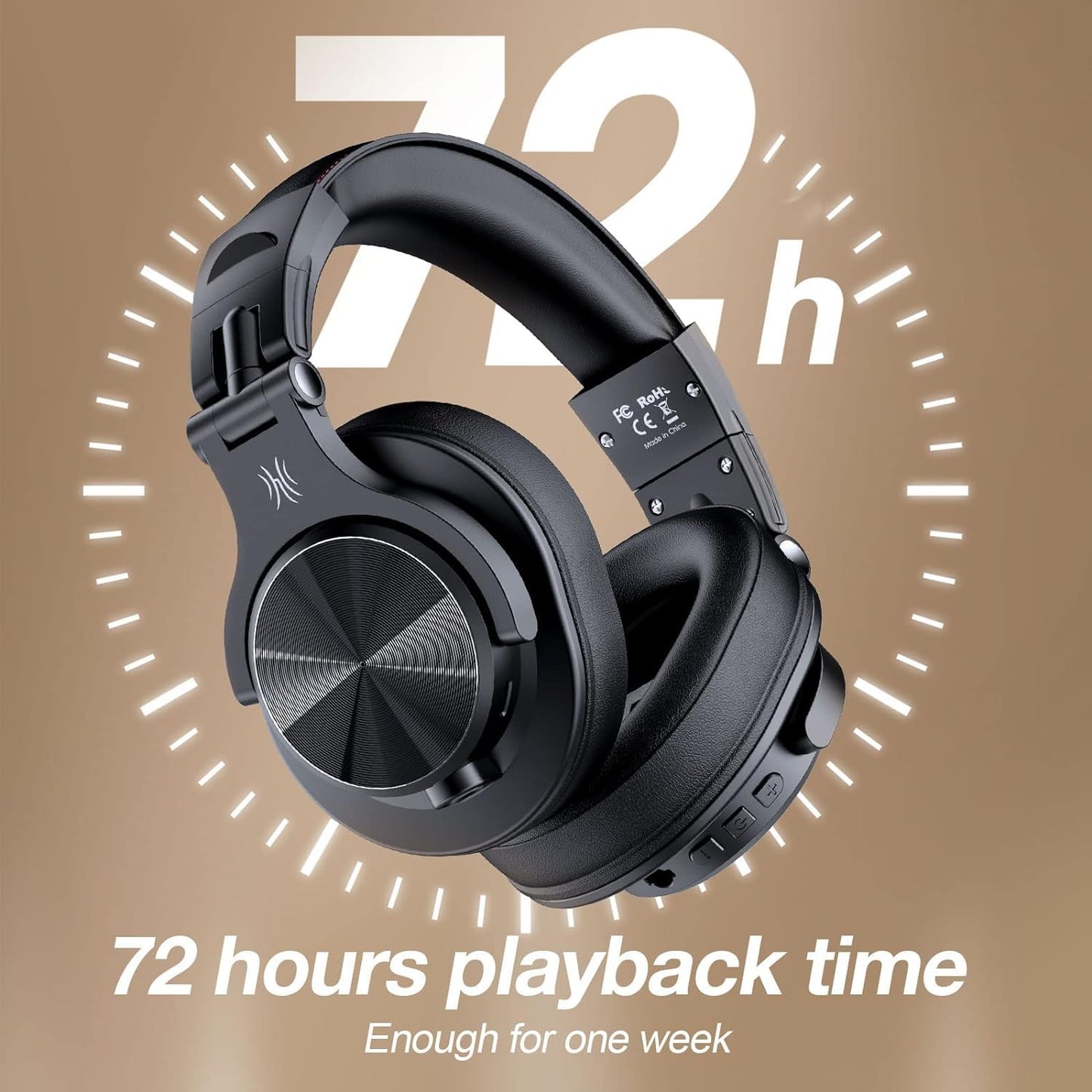 Oneodio A70 Bluetooth Over Ear Headphones, Wireless Headphones With 72H Playtime, Hi-Res, Built-In Mic, 3.5Mm/6.35Mm Wired Audio