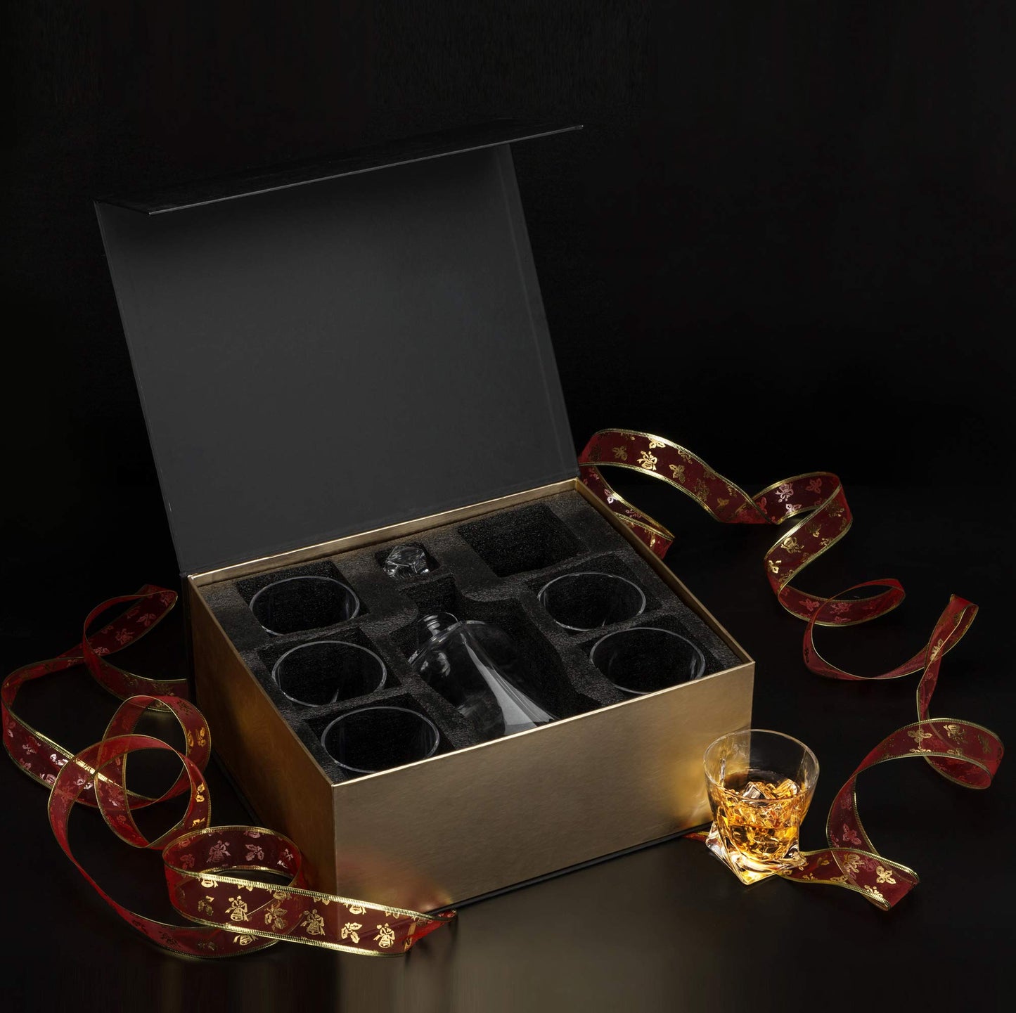 KANARS Whiskey Decanter Set, Premium Crystal Liquor Decanter with 6 Old Fashioned Glasses for Cocktail Scotch Bourbon Irish Whisky Alcohol, Unique Men Gifts for Christmas Housewarming Birthday