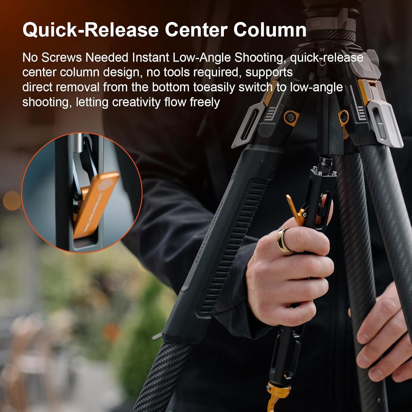 COMAN T1SV5 One-Snap Release Carbon Fiber Tripod, 63" Adjustable Professional Tripod for Camera, Heavy Duty Camera Tripod with V5 Fluid Head for Canon Nikon DSLR Telescope, Max Load 22 LB