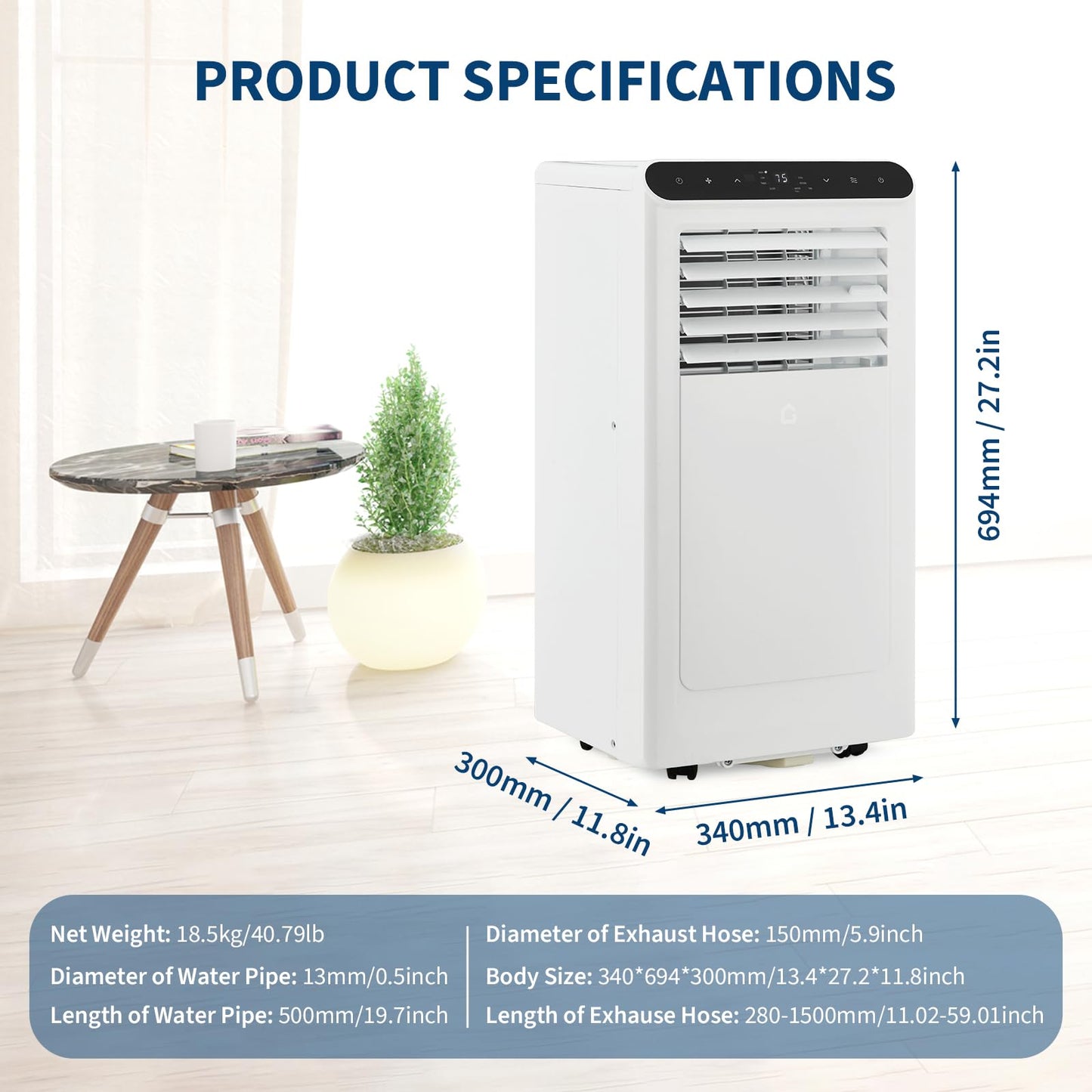 2025 New Model Portable Air Conditioner, 8000 Btu Air Conditioner Cool Up To 350 Sq.Ft, 3-In-1 Ac Unit, Dehumidifier, Fan, Windo