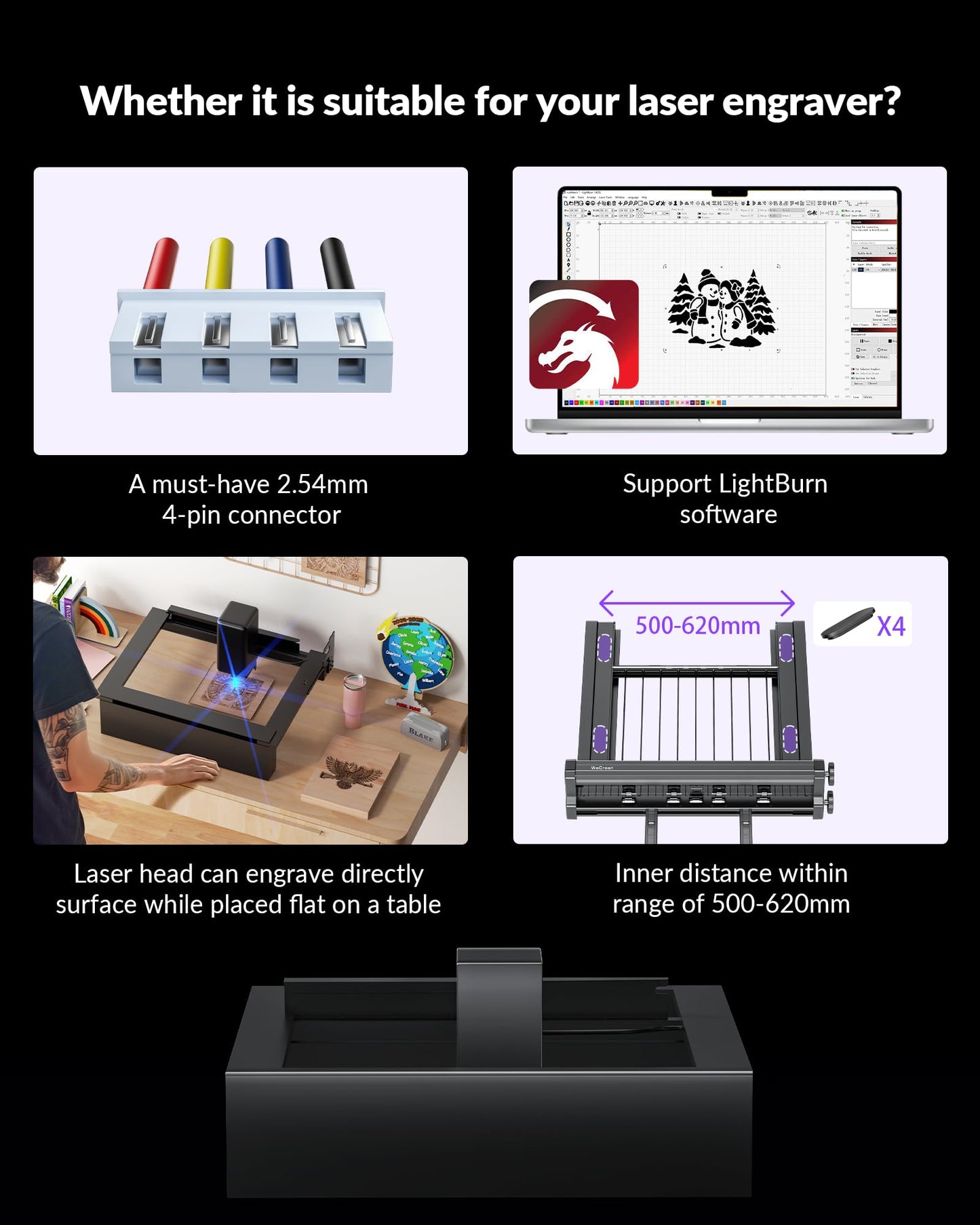 WECREAT 137" Automatic Conveyor Feeder, Extension Kit Accessories for Laser Engraver and Cutter Machine, Auto Pass Through Feeder Expand Processing Area to 137"x14.9"