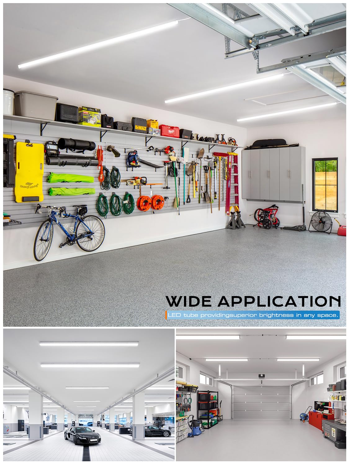 Super Bright 100w 8ft Led Shop Lights 10-Pack| 5000K 15000lm Linkable 8' Led Ceiling Garage Lighting Light Fixtures For Upgrades Garage Shop Workshop Warehouse Barn Lighting| Fluorescent Replacement