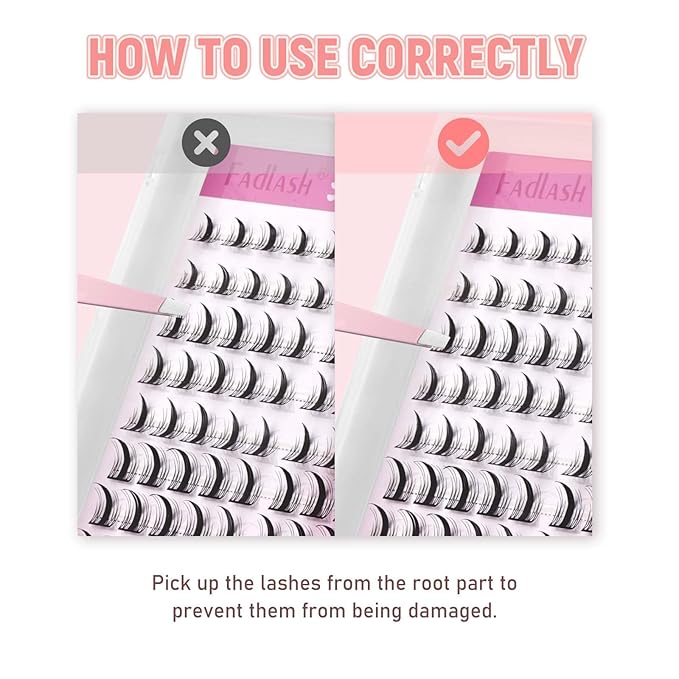 FADLASH Lash Clusters DIY Lash Extensions 10-16mm Eyelash Clusters Wispy Cluster Lashes Natural Look Individual Lashes Thin Band Cluster Eyelash Extensions Volume (XYT)