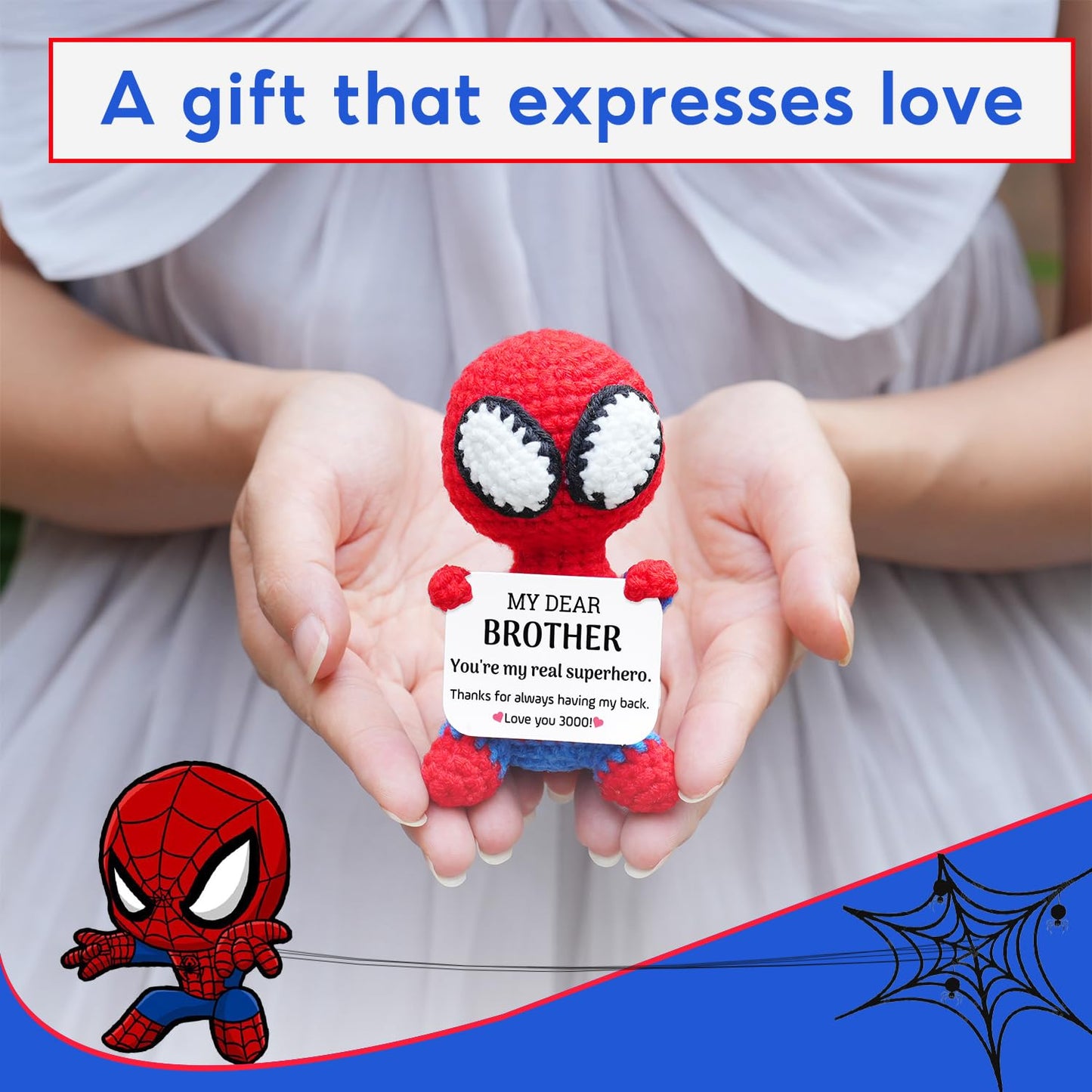 Lenoka Crochet/Cute Spider Crochet Handmade Gift/Gifts for Brother/Birthday Gifts for Brother/Birthday Card for Brother (My Dear Brother)/ Spider Gift for Men Adults/for Women Adults/Spider Plush