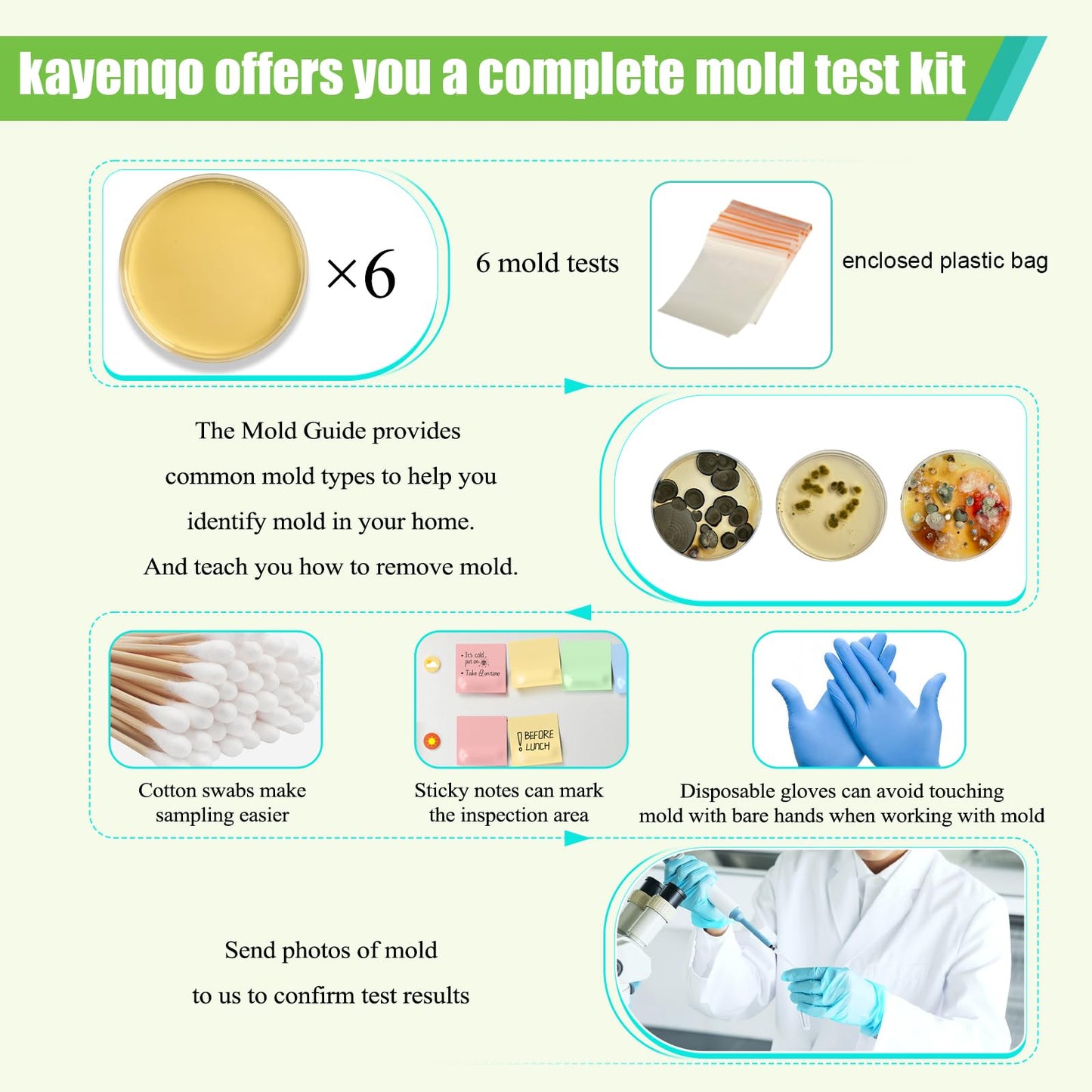 Mold Test Kit for Home - 6 Simple Detection Tests,Test HVAC System,Home Surfaces,&Indoor Air Quality Testing Kits,DIY black Mold Detector at Home,Includes Detailed Mold Identification Guide,air Tester