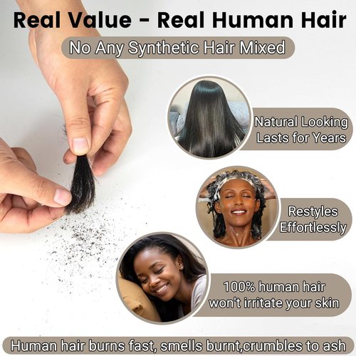QDOMEIAI 16 Inch 4x4 HD Lace Closure Straight Human Hair – Melt Invisible Swiss Lace, Pre-Plucked Natural Hairline with Baby Hair