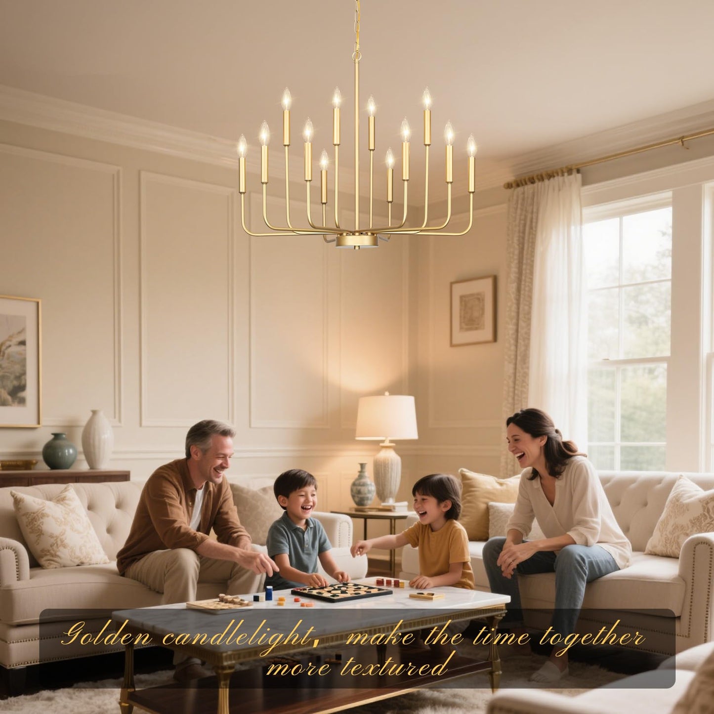 Gifarich Gold Chandeliers for Dining Room Light Fixture Over Table, Modern Farmhouse Chandeliers for Living Room,12-Lights Candle Lighting Fixtures for Entryway Kitchen Island Foyer