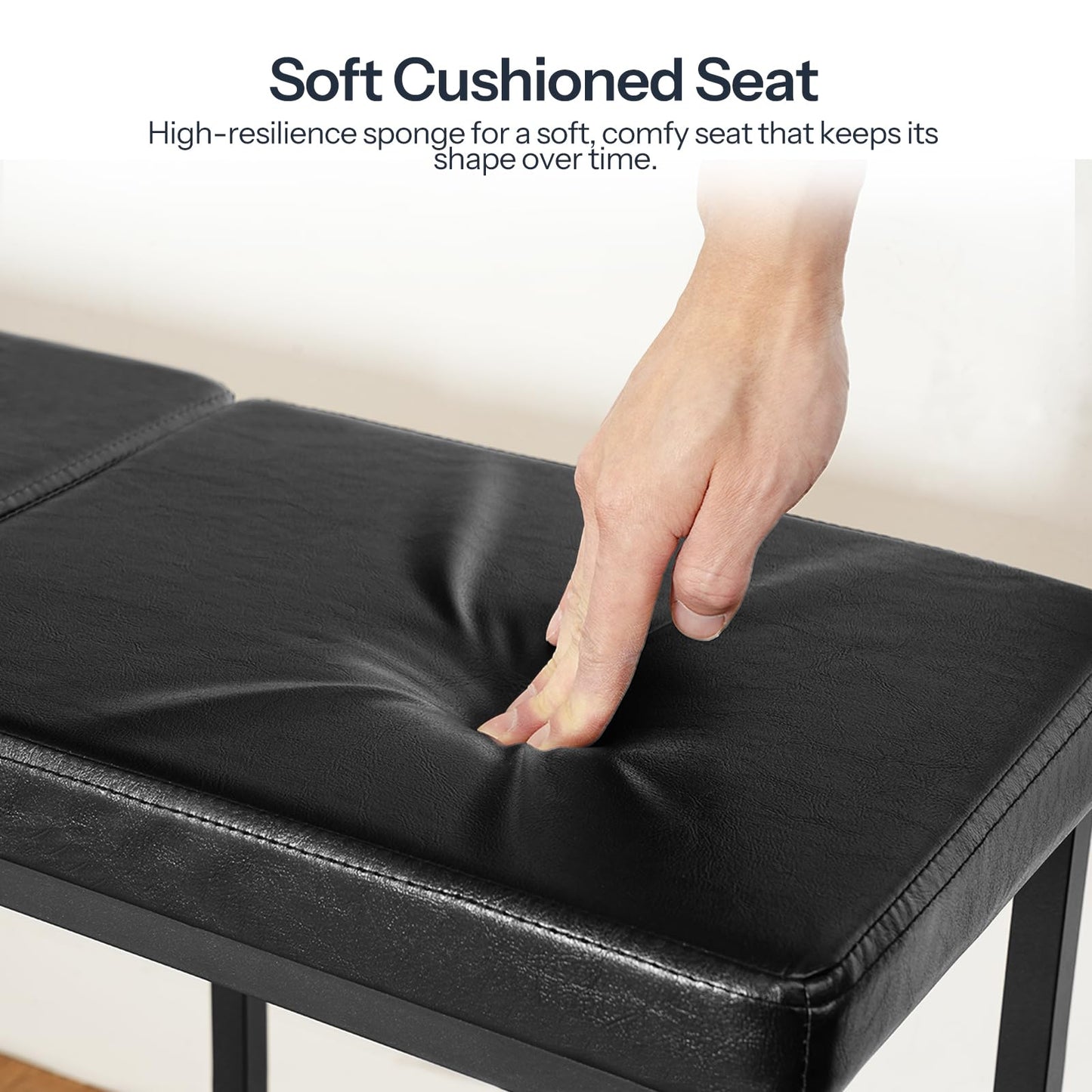 HOOBRO Dining Bench, Dining Room Bench with PU Leather Upholstered Seat, for Kitchen, Living Room, Hallway, Kitchen, Entryway, Bedroom, Black BB46CD01