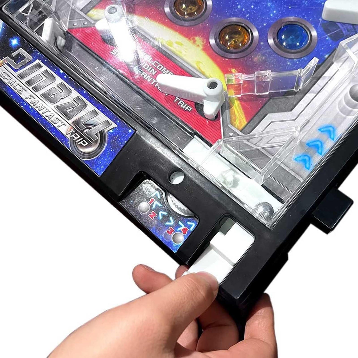 PHATM Mini Pinball Game for Home Retro Desktop Marble Arcade with Digital Scoreboard Lights Sounds Parent Preschooler Puzzle Pinball Machine