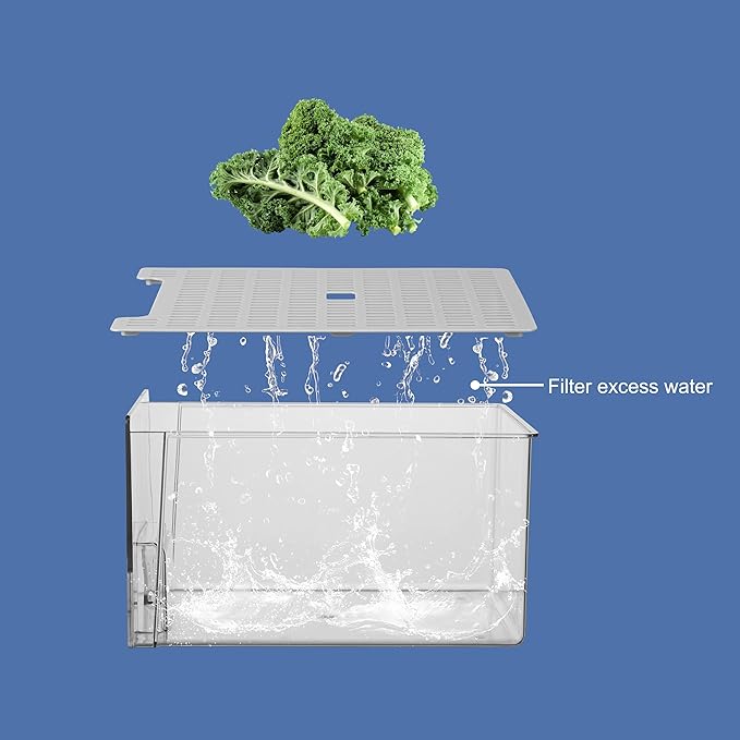 Plastic Clear Fridge Storage Organizer with Drawers & Drainer - Stackable Bins for Kitchen Fruit & Veggie Organization (2PCS, Medium)