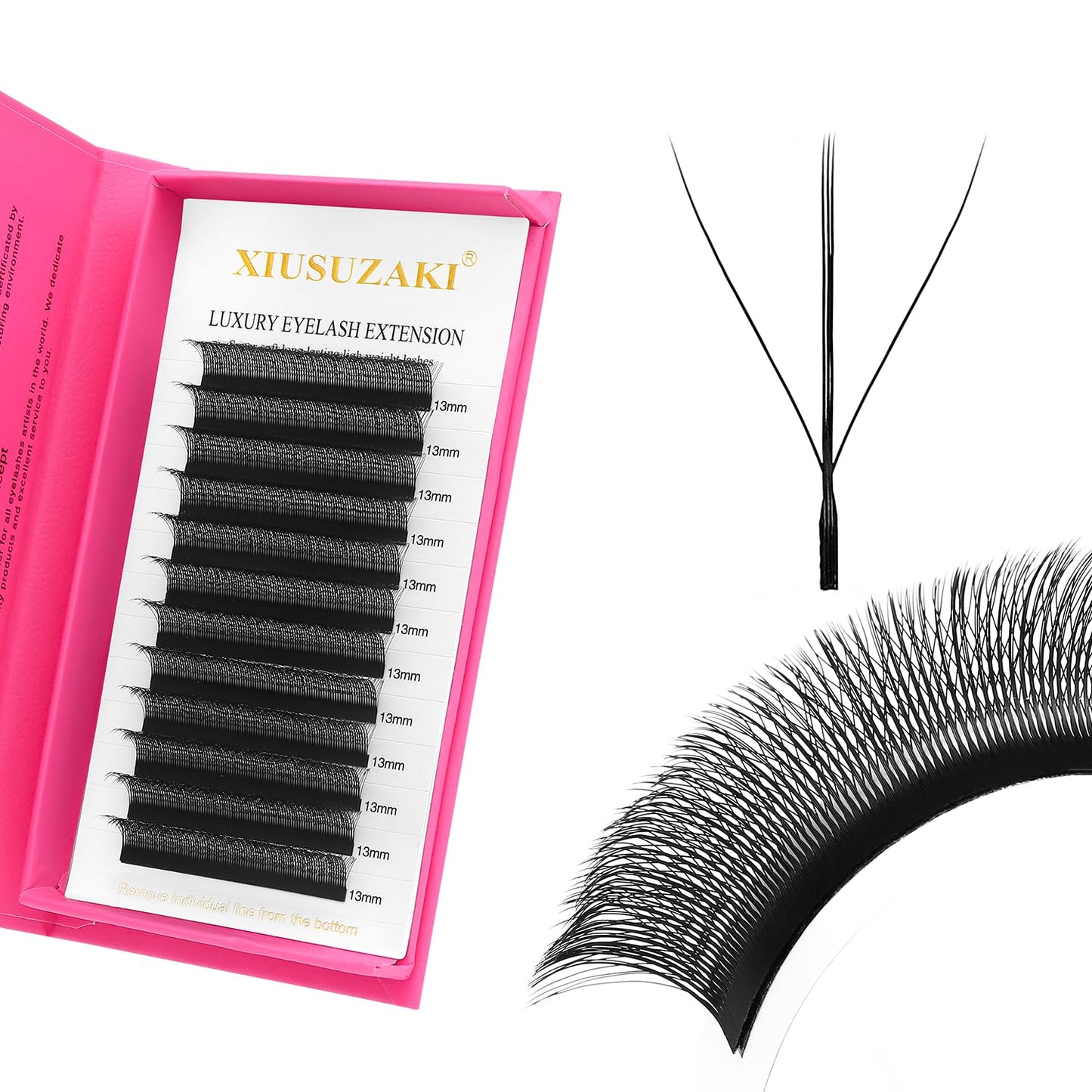 Lash Extensions Three Core Tips 3D Eyelash Extensions W Shape 0.07mm Thickness D Curl 11mm Premade Fans Easy Fan Volume Lashes Matte Black Crisscross(W-3D-Three Core-0.07-D,11mm)