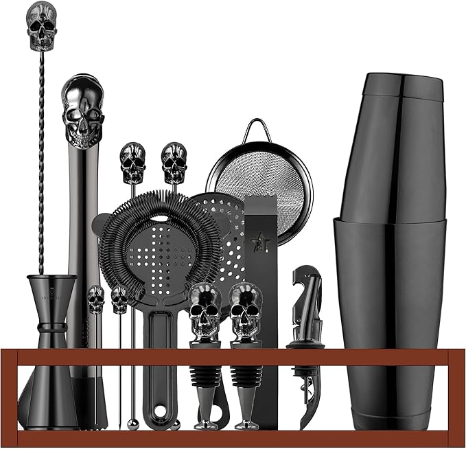 Homestia Cocktail Shaker Set Bartender Kit : 18-Piece Bar Tool Set with Wooden Stand | Bars Set with All Practical Bar Acc...