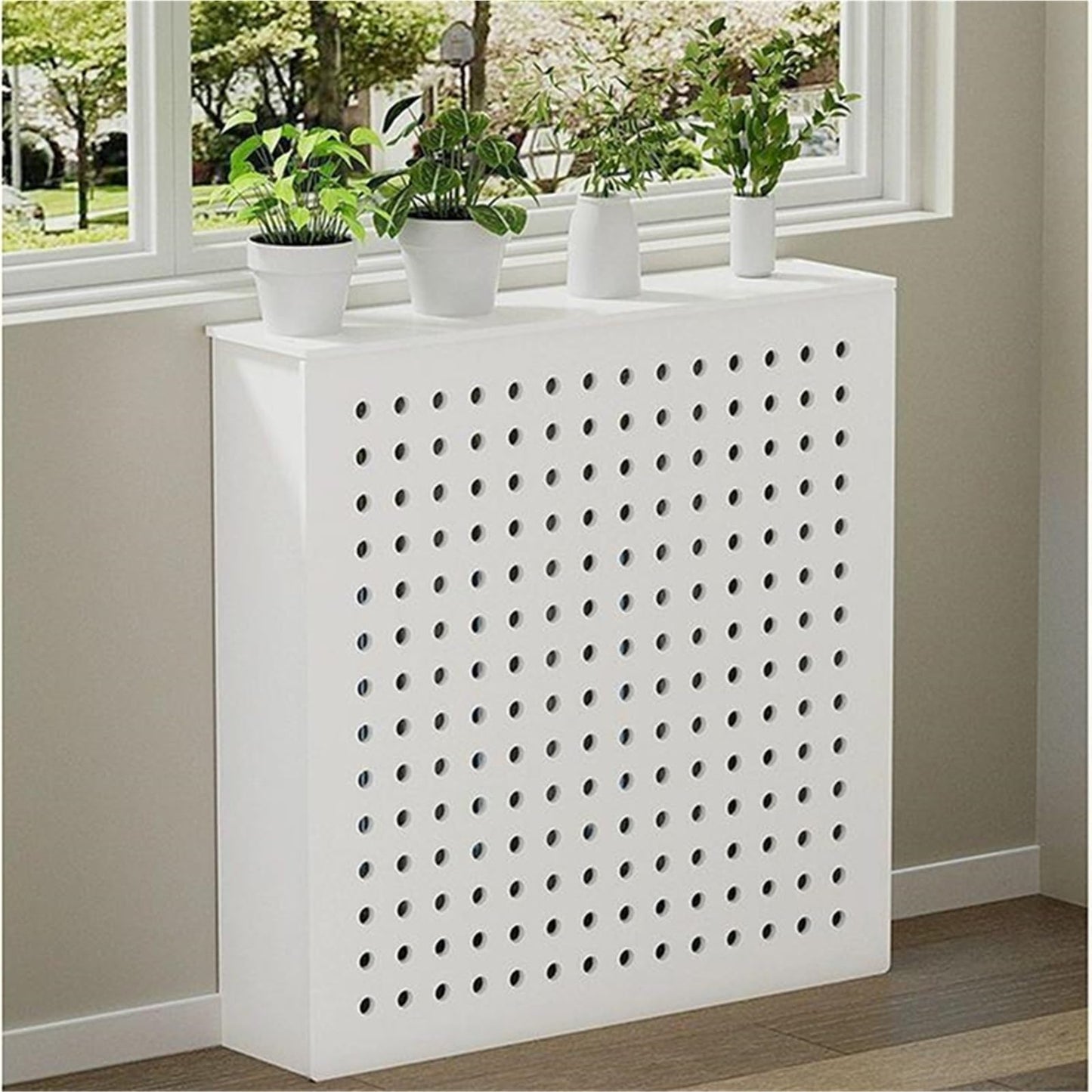 MUCJLHYY Wooden Radiator Covers – Modern Heater Covers for Home, Living Room – PVC Radiator Cabinet with Ventilation, Safety and Storage Rack(60x60cm/23.6x23.6in)