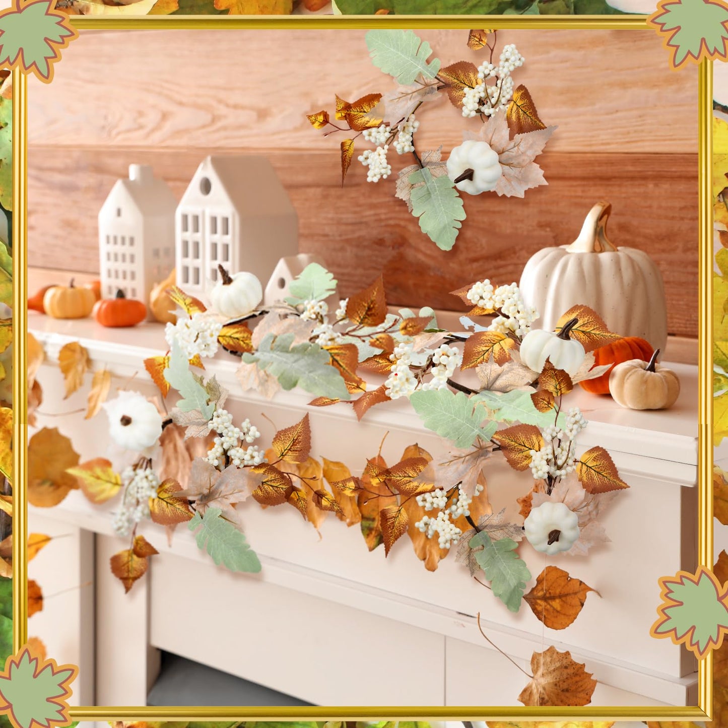 4 Pieces Fall Candle Rings Wreaths Neutral Fall Decor Artificial Pumpkin Maple Leaf Candle Garland Thanksgiving Berry Candle Rings for Autumn Farmhouse Harvest Wedding Parties Centerpieces for a Cozy