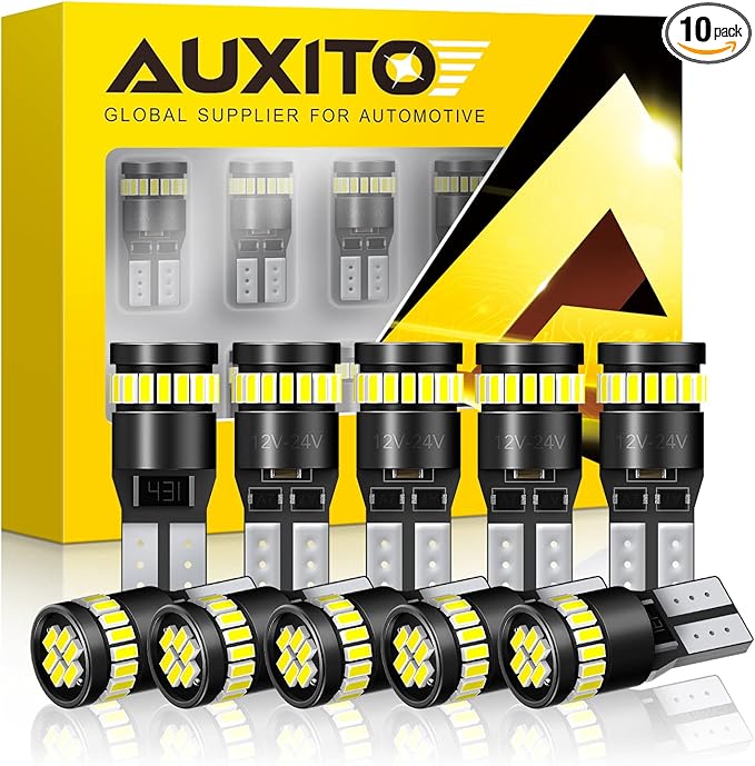 AUXITO 194 LED Light Bulb 6000K White 168 2825 W5W T10 Wedge 24-SMD 3014 Chipsets LED Replacement Light Kit Error Free for...