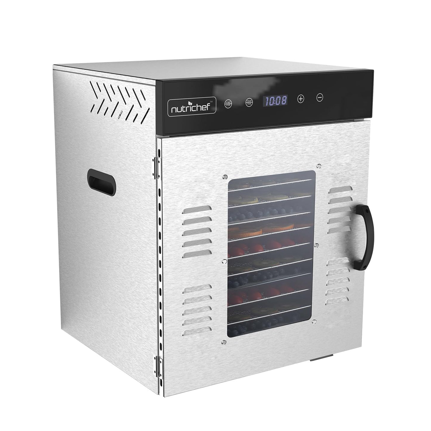 Nutrichef Commercial Electric Food Dehydrator Machine - 14 Shelf Extra Large Capacity - Stainless Steel Trays - 1000-Watts, Digi