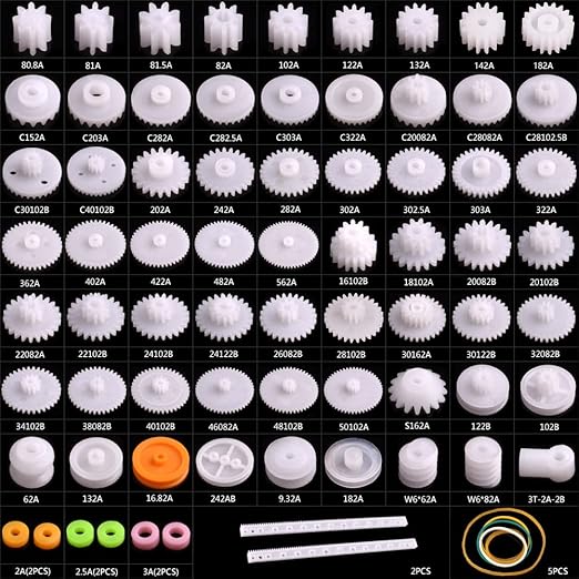 AUKUYEE Plastic Gear Set, 75Pcs Single Double Reduction Gear Worm Gear for DIY Car Robot QY12