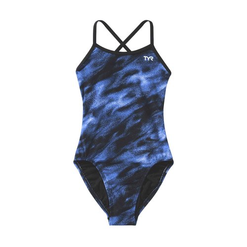 TYR Girls' Trinityfit Durafast Elite One Piece Swimsuit, Blue/Soren, 22