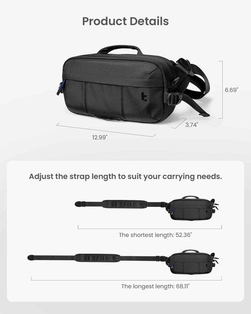 tomtoc 5.5L Sling Bag for Nintendo Switch 2/ROG Xbox Ally X, Heavy Duty Crossbody Bag for Men/Women, Water-resistant Tactical Carry Chest Daypack Travel Shoulder Pack for Steam Deck OLED, iPad mini