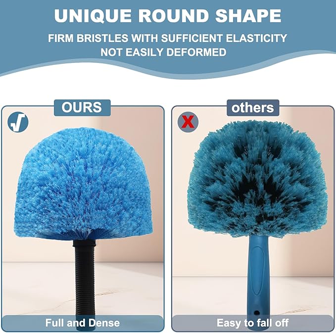 Cobweb Duster Head Brush-Twist-On Spider Web Brush for Outdoor & Indoor Web Cleaning // Fits Standard Acme Threaded Poles // Cobweb Duster Brush Head Only-Blue -1 Pack