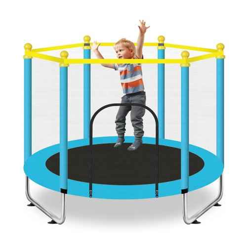 60" Toddler Trampoline for Kids Ages 1-8, Indoor & Outdoor Kids Trampoline with Safety Enclosure Net, Birthday Gifts