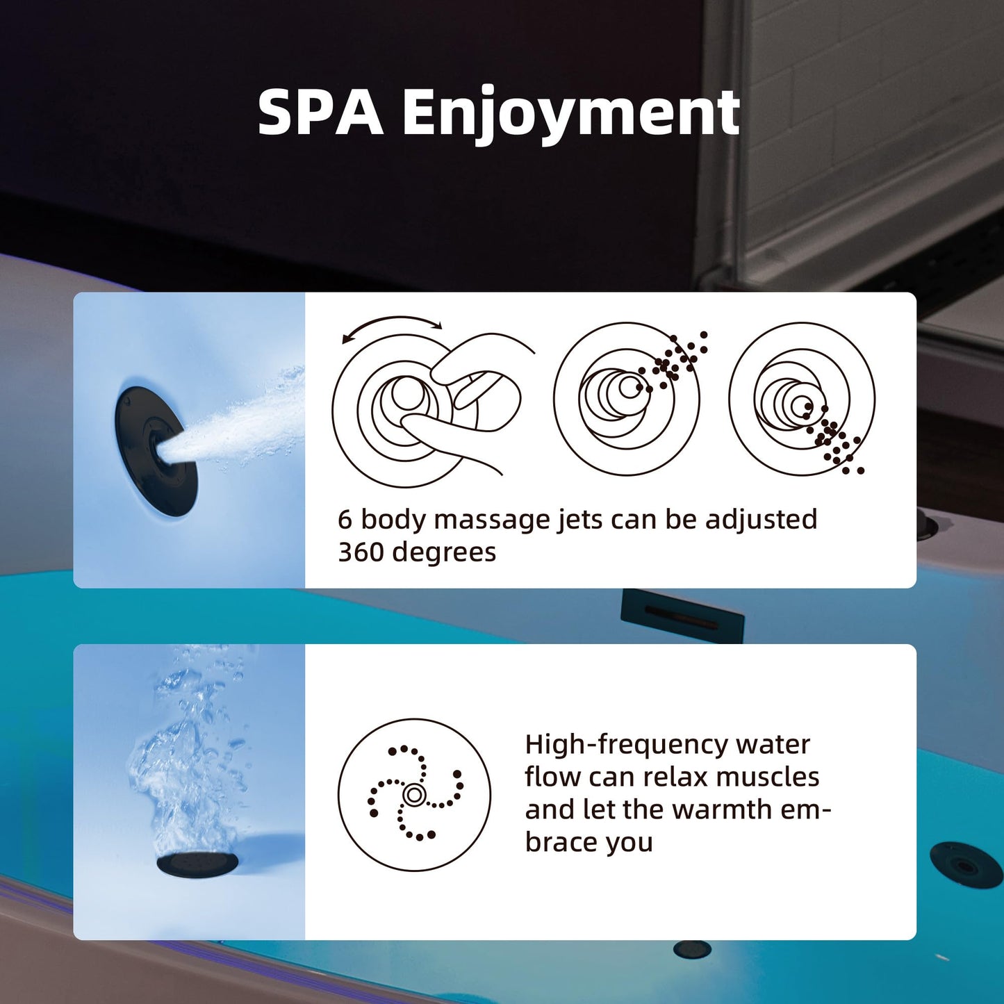 WOODBRIDGE 72" x 35-3/8" Whirlpool Water Jetted and Air Bubble Freestanding Heated Soaking Combination Bathtub with LED control panel,Matte Black drain and overflow,BM-400
