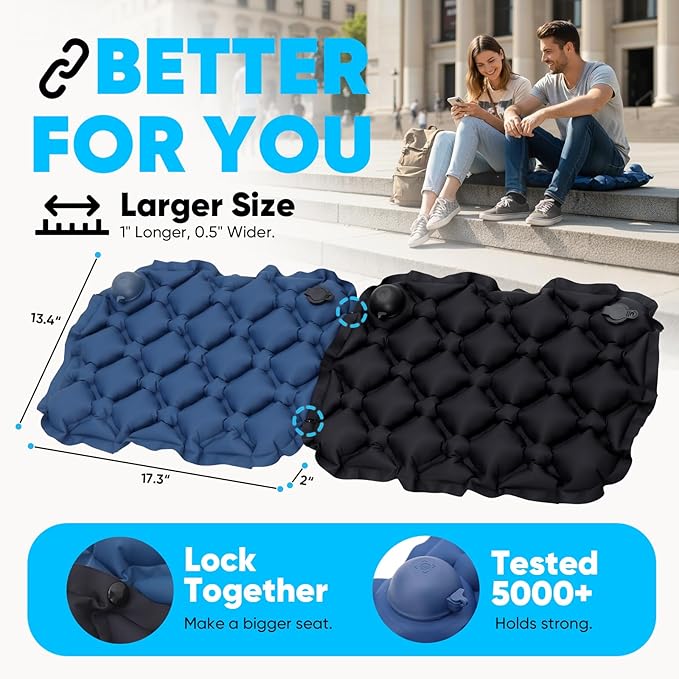 Sekey Pump Up Inflatable Seat Cushion, Portable & Lightweight Airplane Seat Cushion, for Long Flights Stadium Camping Office Travel