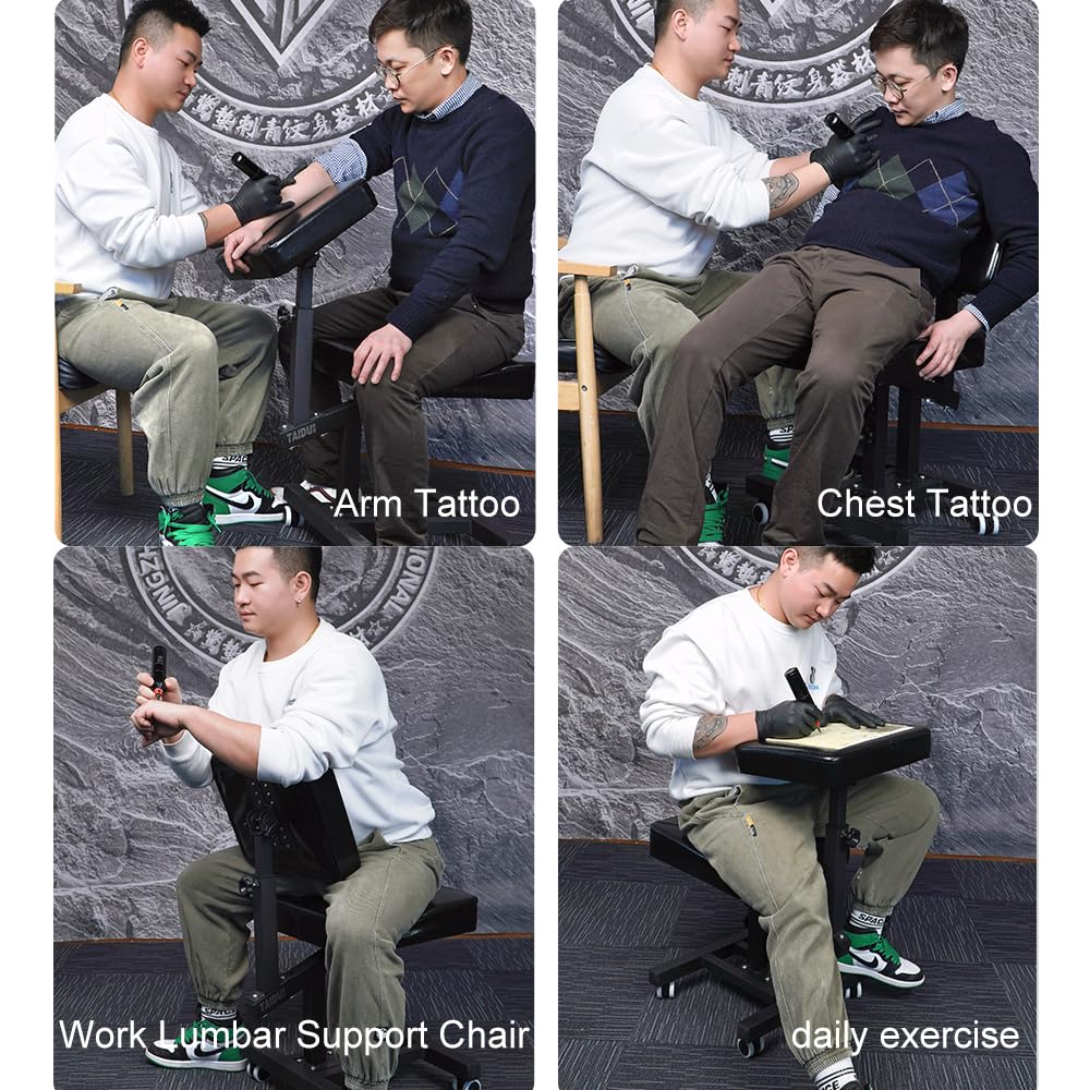 Tattoo Chairs with Adjustable Armrest & Back Support for Tattoo Artists and Client, Ergonomic Multiple Uses Chair,Tattoo Studio Furniture (with Wheels)