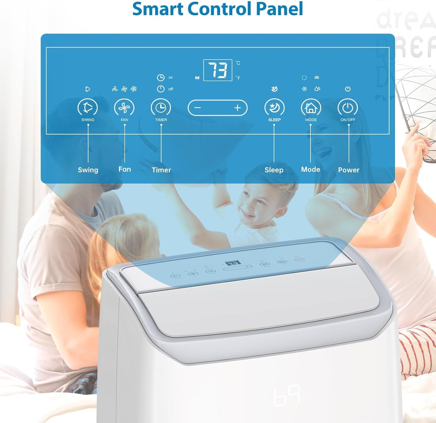 GarveeLife 14000 BTU Portable Air Conditioner - 3-in-1 Cooling, Dehumidifier & Fan, for Rooms Up to 750 Sq.Ft, Quiet 51 dB, Remote & Timer Included