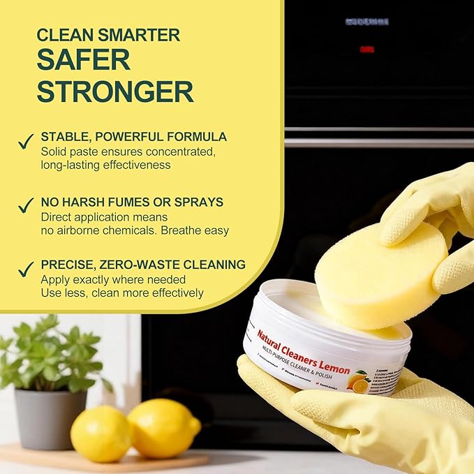 All Purpose Cleaner and Polish Paste - Heavy Duty Oven & Stove Top Cleaner for Kitchen Burnt Pans Glass Cooktops Sinks Tile & White Shoes - Natural Multi Surface Grease Marker & Hard Water Stain