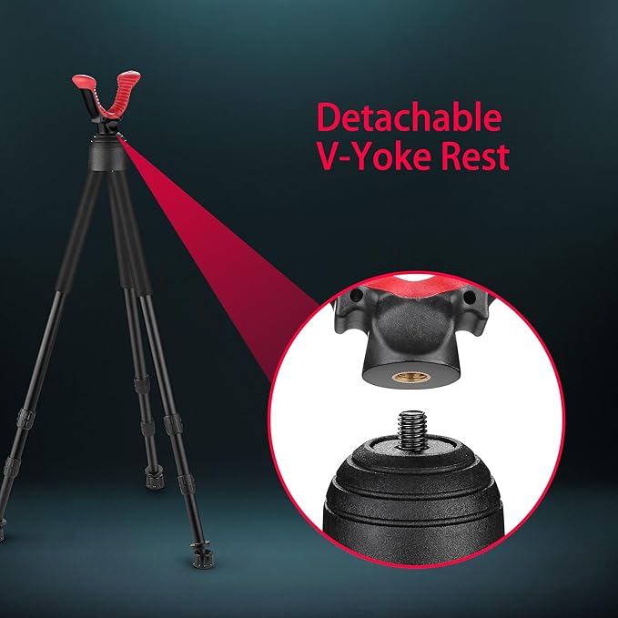 Zeadio Tripod Hunting Rest with High Density Foam Grip, Twist-Style Locking Leg, and Non-Marring V-Yoke Rest Head for Outdoor Activities
