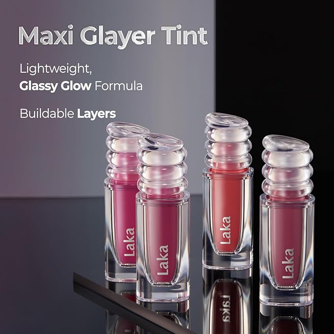Laka Maxi Glayer Tint 3.8g/0.13oz., Glass Layer of Gloss, Ultra Glow & Vivid Layerable Pigments, High Shine Lip Oil, K-Beauty (#608 Whisper)