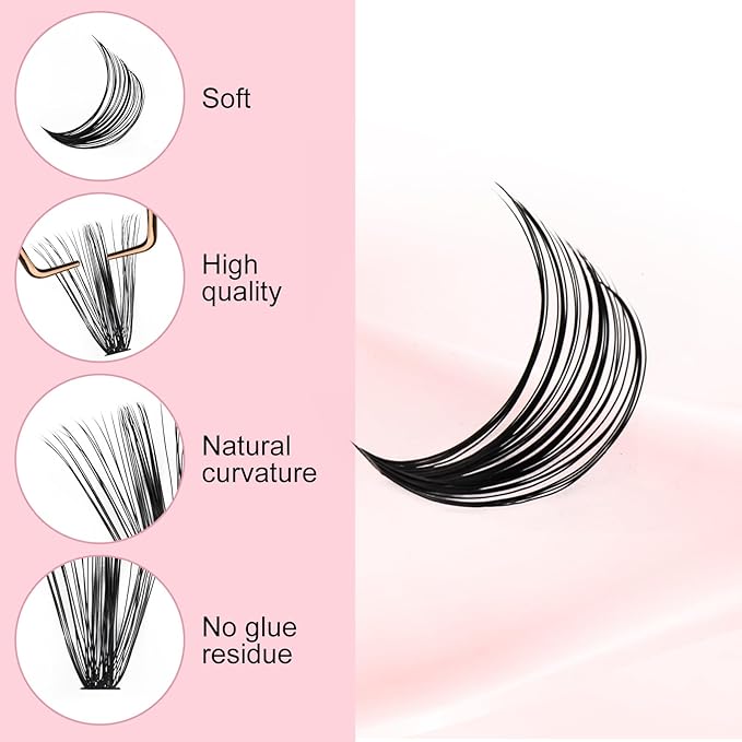 Cluster Lashes 300Pcs Mix 8-20mm individual lashes 40D D Curl Lash Clusters DIY Eyelash Extensions Wispy Individual Lash Extensions Thin Band Soft Eyelash Clusters to Use at Home (40D-0.07-D,8-20mm)