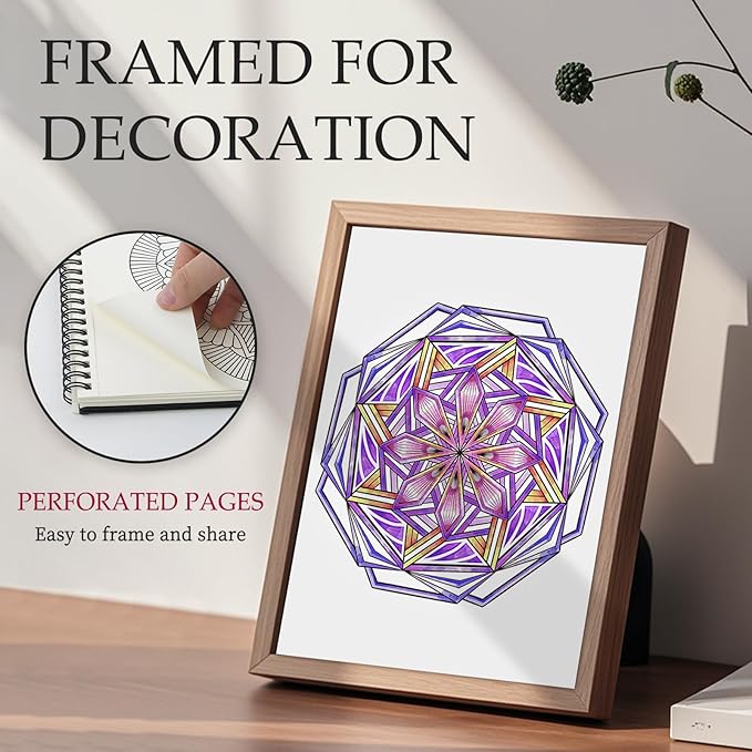 Mandala Coloring Book for Women Relaxation, 50 Patterns Spiral Bound Mindfulness Coloring Books for Adult with 36 Dual-tip Markers, Inspirational Gift for Women, Hardcover Adult Coloring Books Set