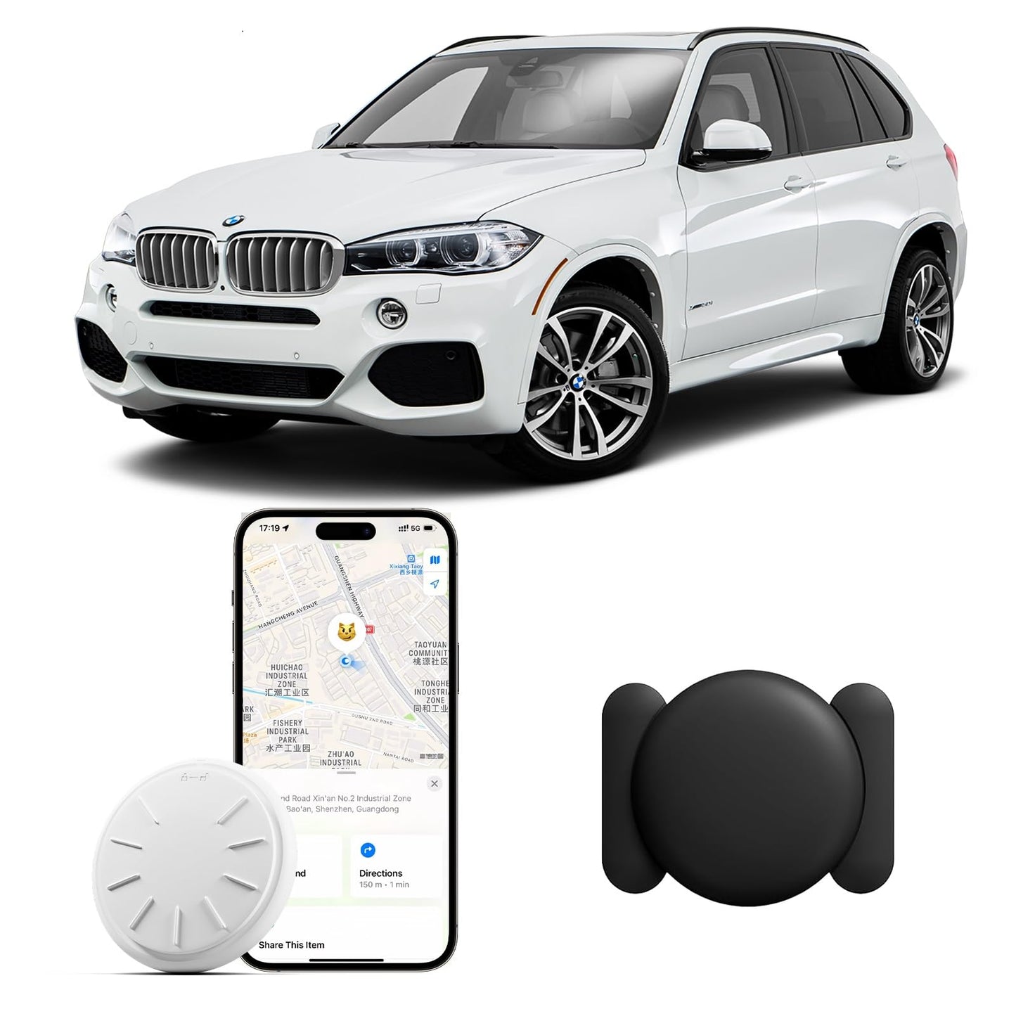 Zfsjtag Car Gps Tracking Device For Vehicles, 1Pcs Hidden Mini Gps Tracker Work With Find My (Ios Only),No Monthly Fee, Real Tim