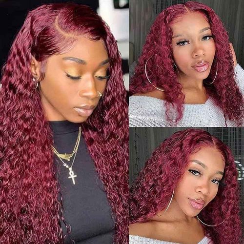 Giginger Burgundy 99J Water Wave Human Hair Bundles 18 20 22 inch Wine Red Human Hair Bundles Burgundy 100% Unprocessed Raw Quick Weave Hair for Black Women