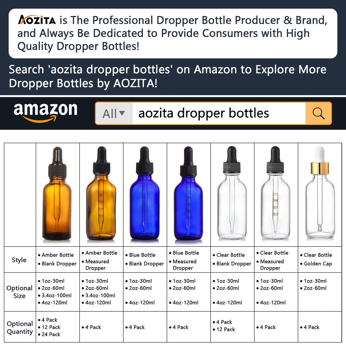 AOZITA 24 PCS, 1 oz Dropper Bottles for Essential Oils with 6 Funnels & 1 Long Glass Dropper - 30ml Amber Glass Bottle with Eye Droppers - Tincture Bottles, Leak Proof Travel Bottle for Liquids