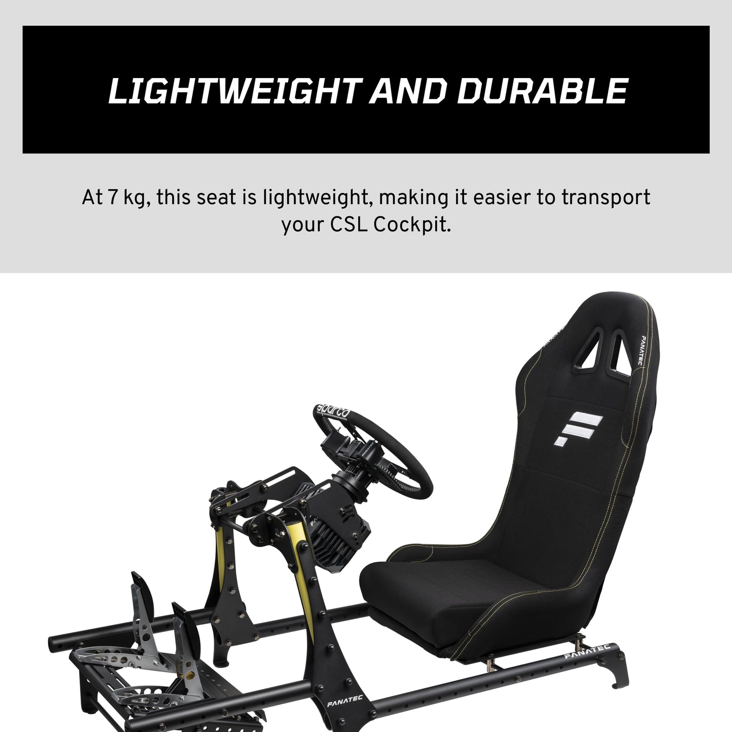 FANATEC Sim Racing CSL Cockpit Seat – Lightweight and Durable, Designed for CSL Cockpit, Breathable Cushioned Fabric – Black