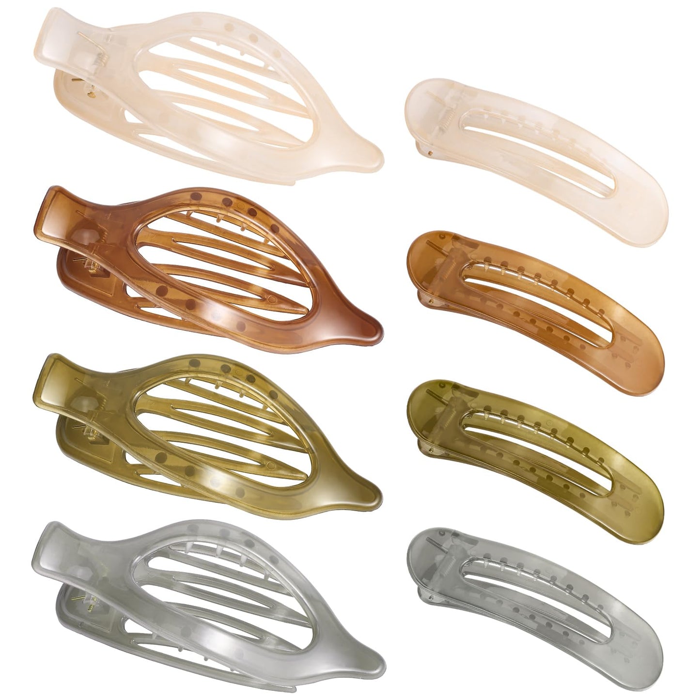 8 PCS Flat Hair Clips, 4 Colors Flat Claw Clips 2 Styles Hair Claws for Women Girls Thin Hair