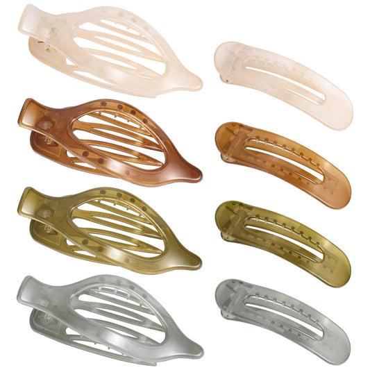 8 PCS Flat Hair Clips, 4 Colors Flat Claw Clips 2 Styles Hair Claws for Women Girls Thin Hair