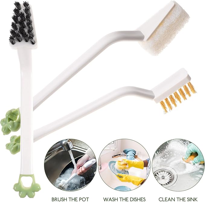 3Pcs Kitchen Cleaning Brush with Comfortable Handle Non-Slip Grip Multi-Functional Stove and Sink Scrubber for Countertop and Range Hood Cleaning