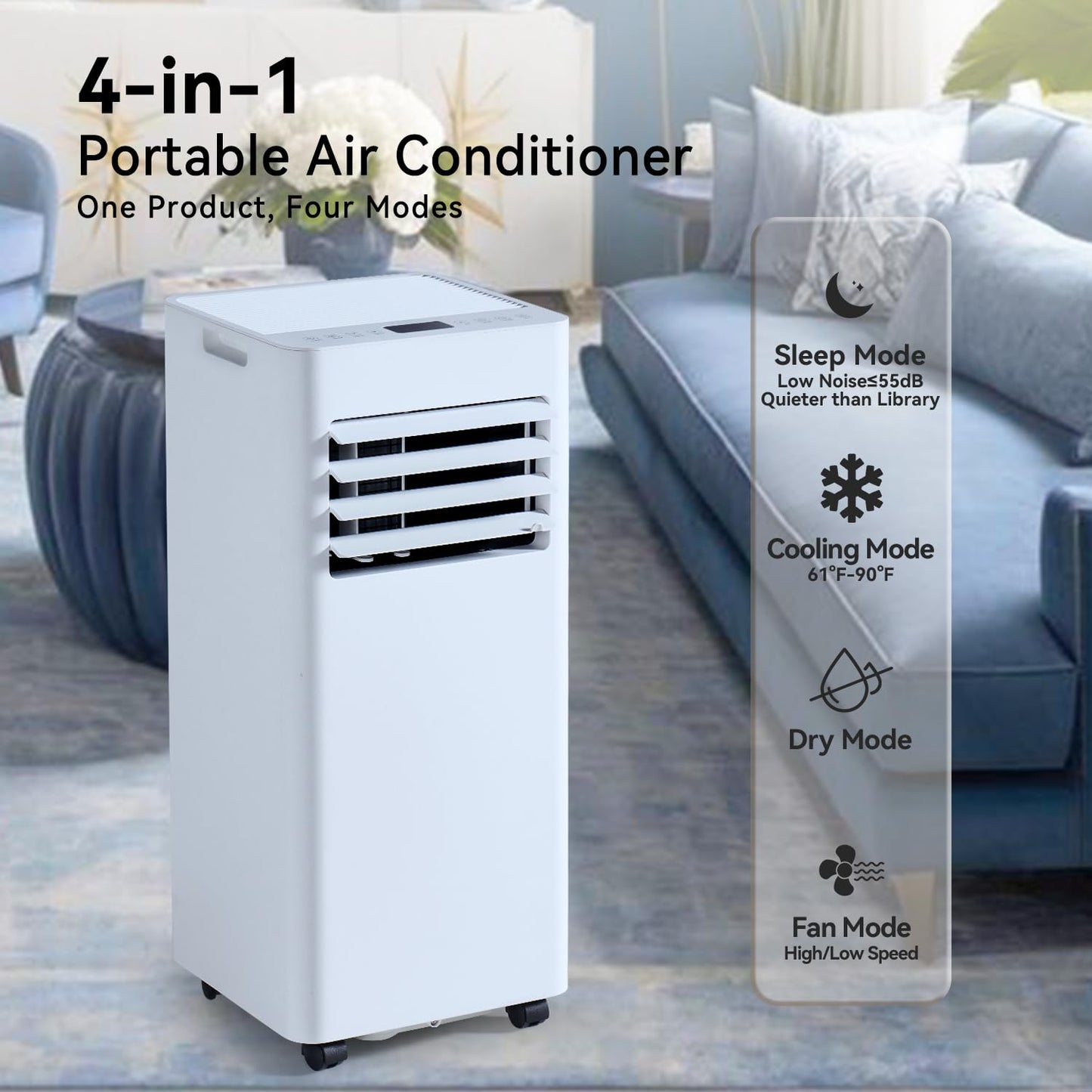 Aoxun 10000 Btu Portable Air Conditioners, 4-In-1 Ac Unit, Fast Cooling, Dehumidifier, Fan & 24H Timer Quiet Sleep, W/Remote Con