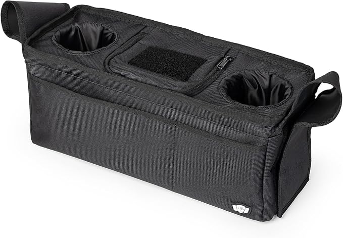 Tactical Baby Gear Stroller Caddy Organizer – Universal Fit Parent Console with Insulated Cup Holders, Cooler Pocket, Fron...