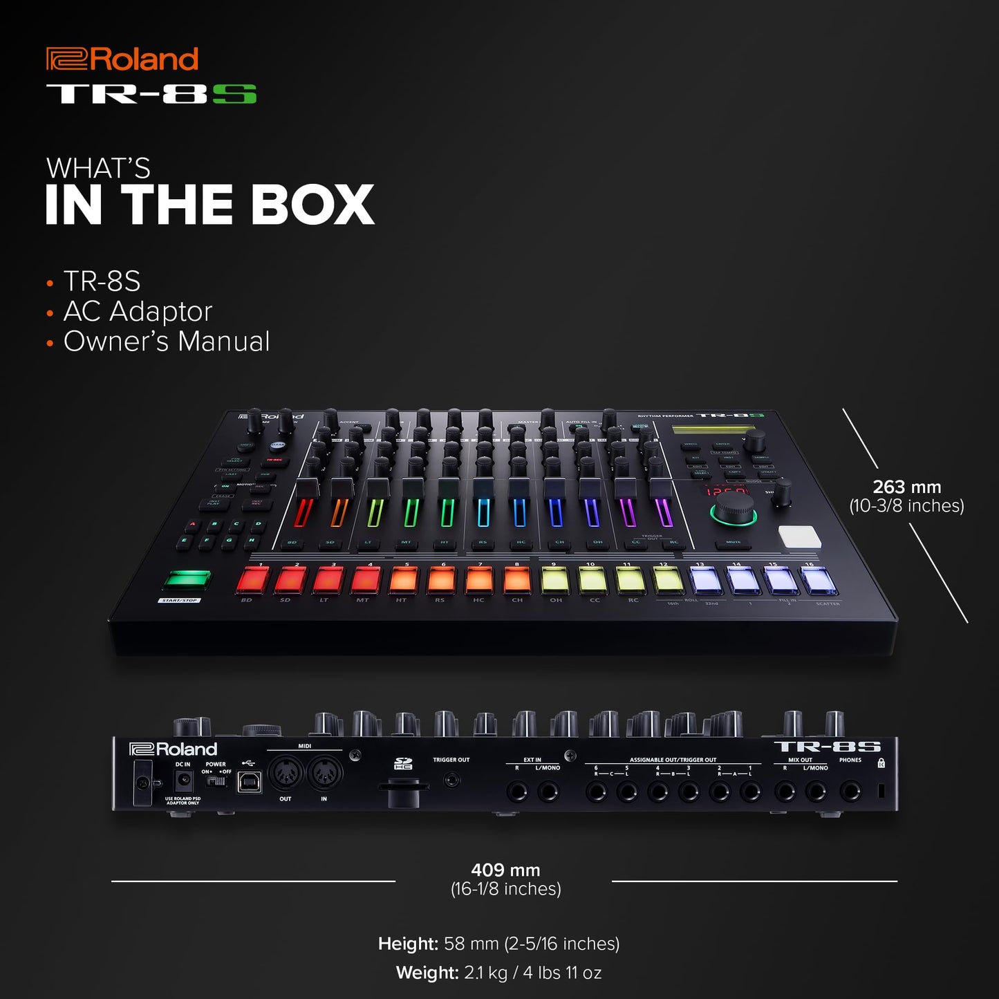 Roland Tr-8S Rhythm Performer | Advanced Drum Machine With Classic Tr Drum Sounds Including The Tr-808, Tr-909, Tr-707, Tr-727,