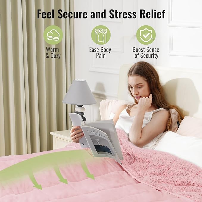 Uttermara Sherpa Fleece Weighted Blanket 20 lbs for Adult, Unicolor Ultra-Soft Fleece and Sherpa, Dual Sided Cozy Plush Blanket for Sofa Bed, 60 x 80 inches, Pink