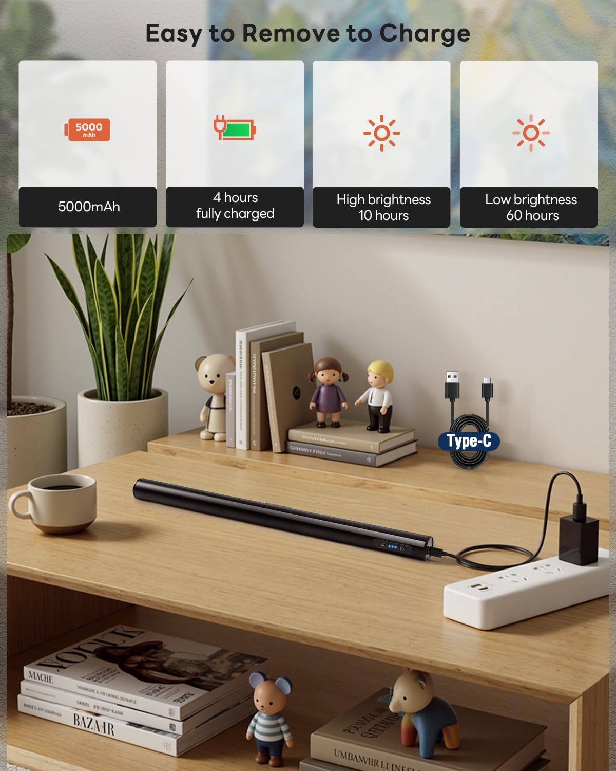 Magnetic Cordless Picture Light with Remote/Touch Control & Timer, 3CCT Dimmable, Angle Adjustable 16in Metal Wall Lights with 5000mAh Battery for Artwork, Painting, Portrait,Gallery,Photo,Black 2Pack