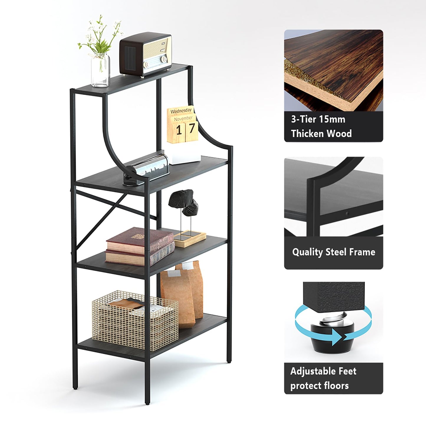 Kasrikly Console Table, entryway Table 4-Tier Sofa Table with Storage Shelves, Couch Table Behind Sofa, Standing Bakers Rack