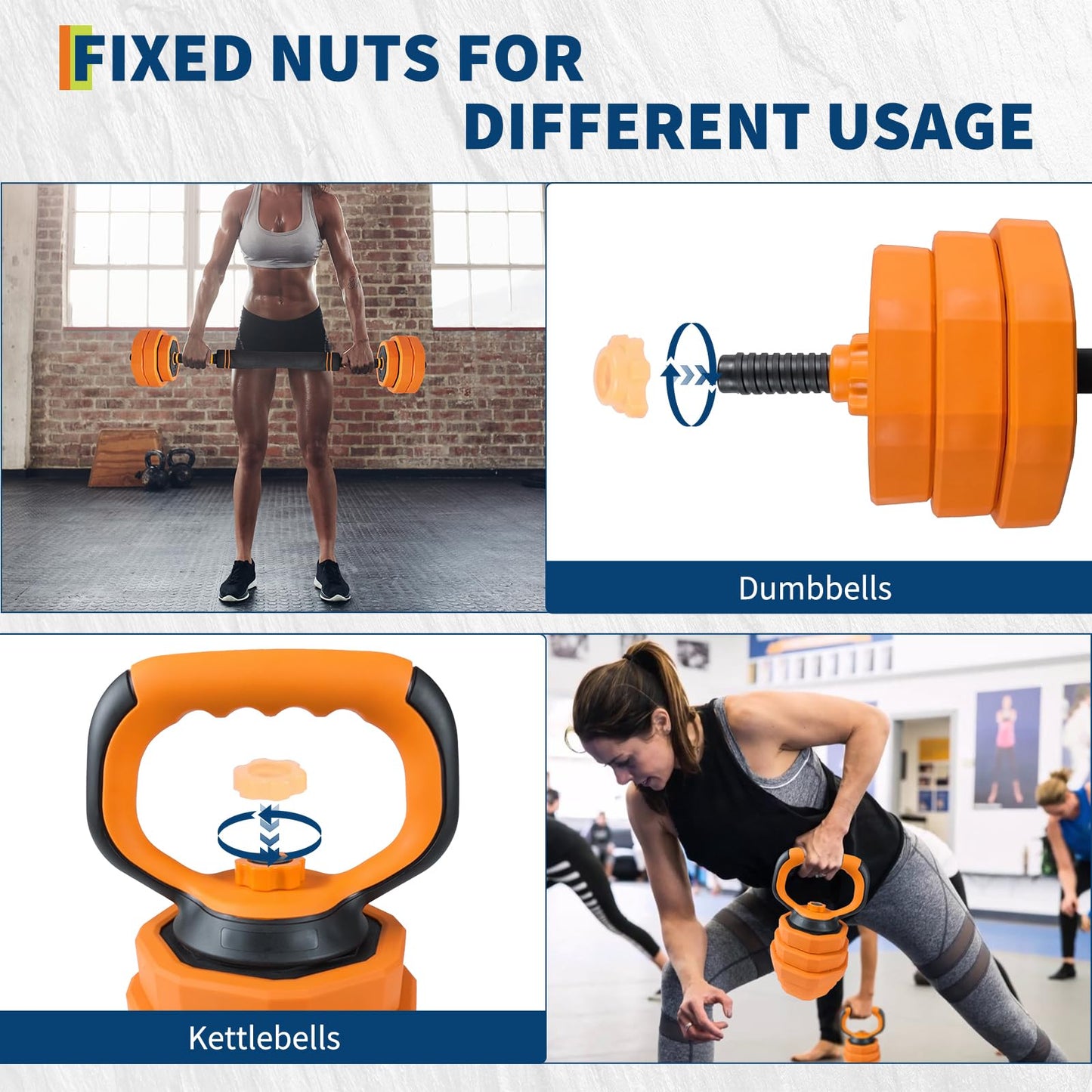 Garvee 4-In-1 Adjustable Dumbbell Set (44/66/88LB) - Convertible to Barbell, Kettlebell & Push Up Stands, Home Gym Equipment for Men & Women, Space Saving Weights with PVC Coating,88 LBS