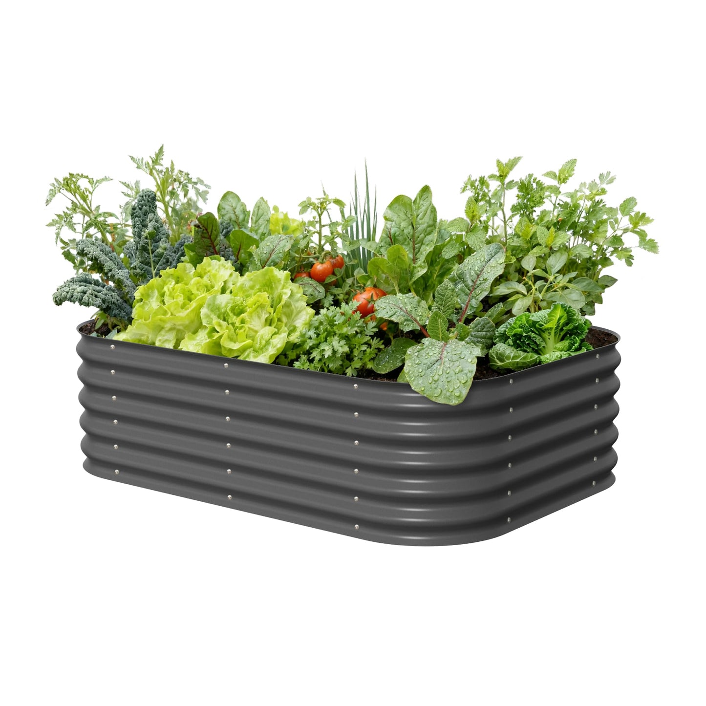 Vego garden Aluzinc Raised Garden Bed Kits, 17" Tall 6 in 1 Modular Metal Raised Planter Bed for Vegetables Flowers Patio Ground Planter Box-Modern Gray